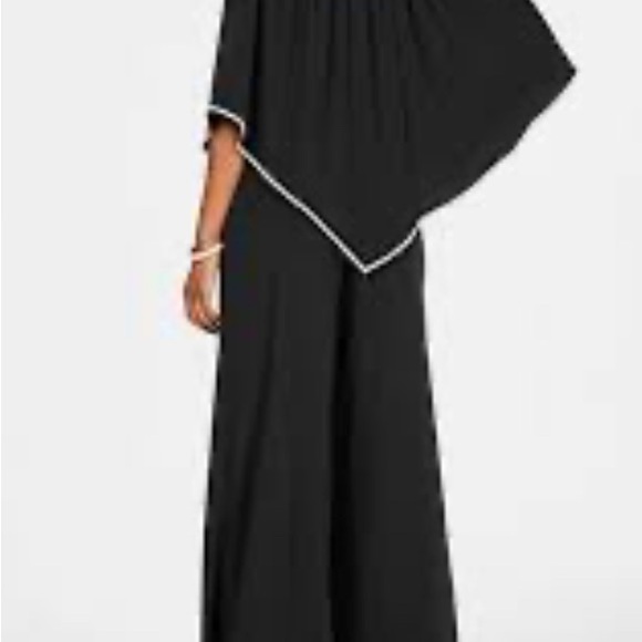 MSK Black Off-Shoulder Jumpsuit with White Trim - Picture 11 of 13